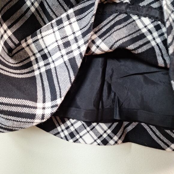 Vintage 90s/y2k Square Neck Wool Black White Plaid Dress Women Size 4 Small - Picture 5 of 7
